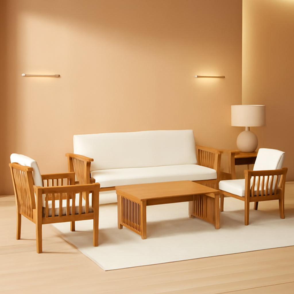 4 Piece Acacia Wood Patio Set for Outdoor Living Area-0
