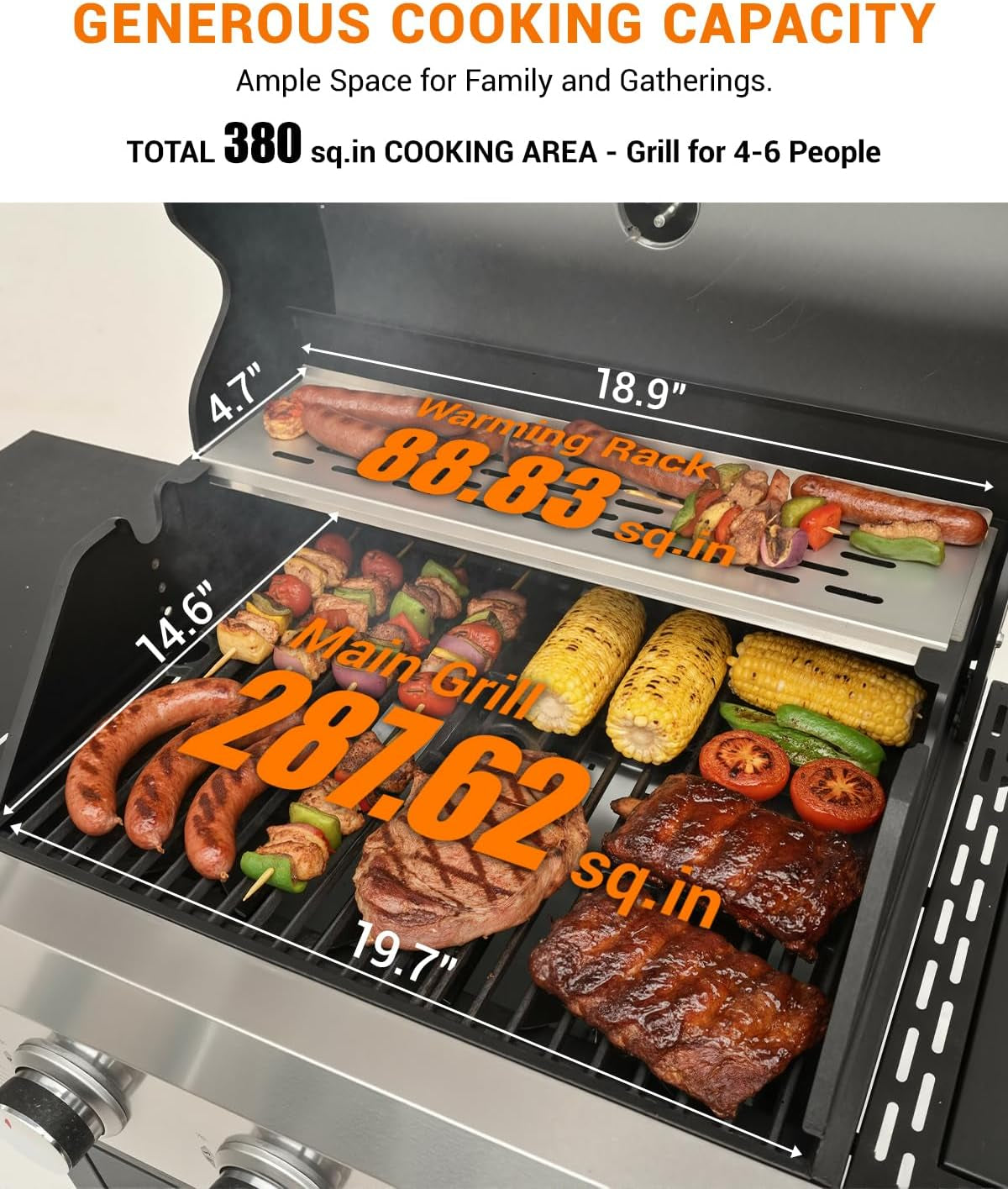 40,500 BTU 3-Burner Propane Grill With Side-Burner