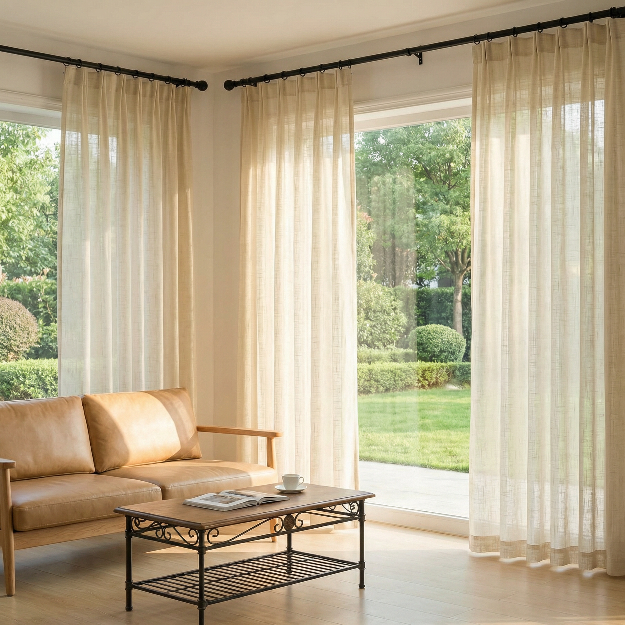Custom Linen Sheer Solid Curtains