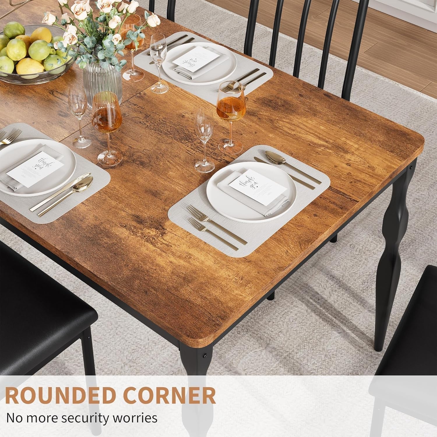 71 Inch Farmhouse RectangularHeavyDuty Dining Table Brown-3
