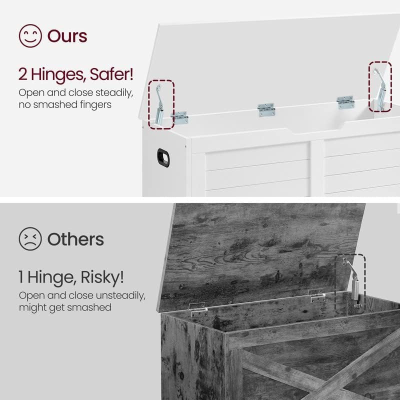 Cloud White LargeCapacity Storage Bench Hinges Chest-3