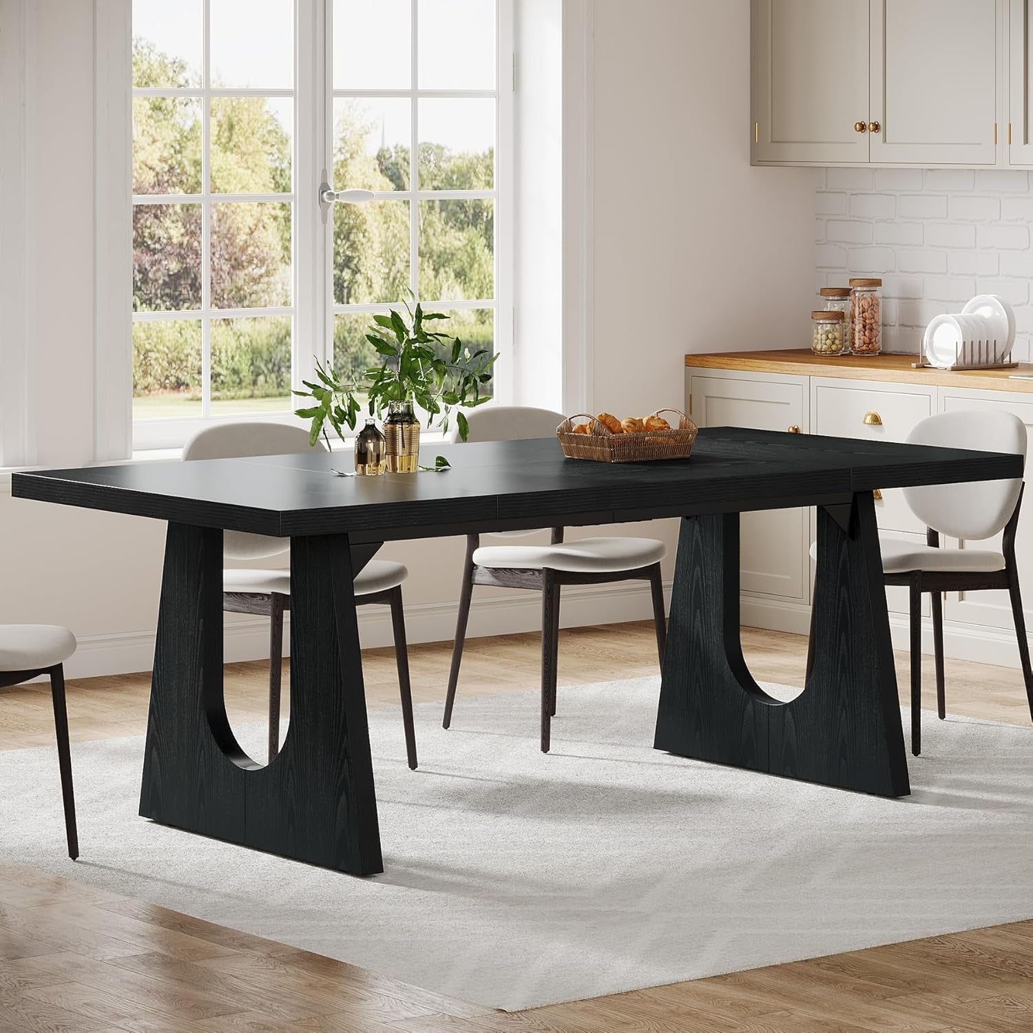 70.9 Inch Black Contemporary Rectangular Dining Table-4