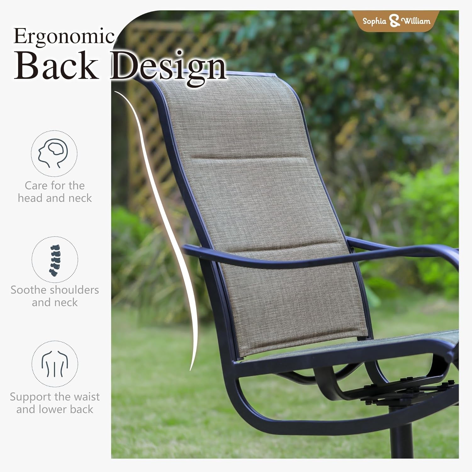Patio Furniture Set Table For 8 Grayish Brown Swivel Chairs-1