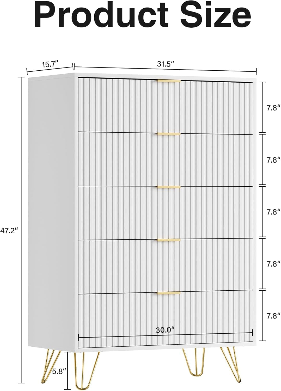 White Contemporary Fluted Dresser Featuring Gold Pulls-1