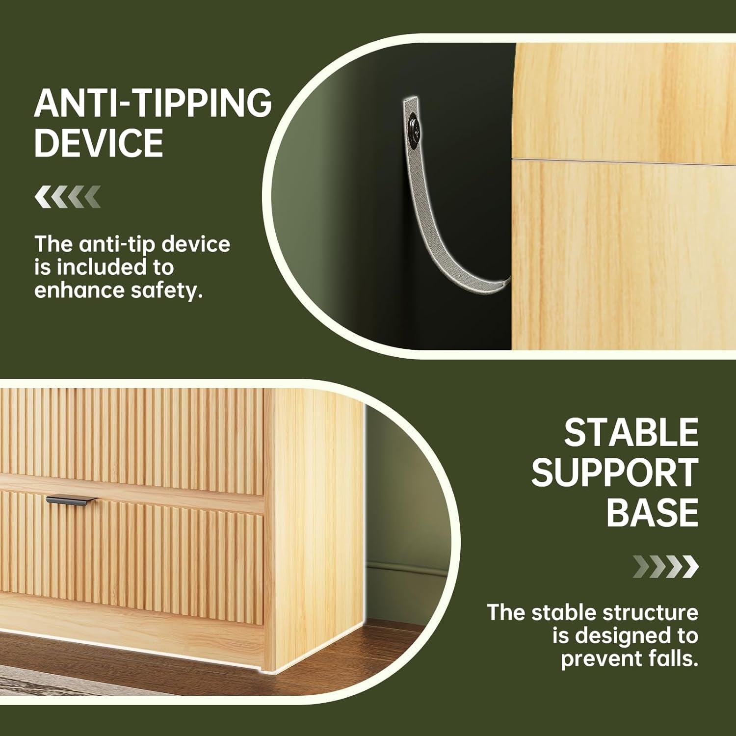 Natural Oak 48-Inch Modern Wooden Dresser with 5 Drawers-4