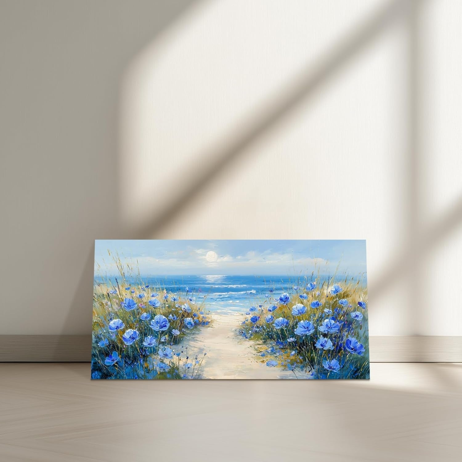 Cerulean Blue Oceanic Coastal Landscape Canvas Wall Art 20x40-3