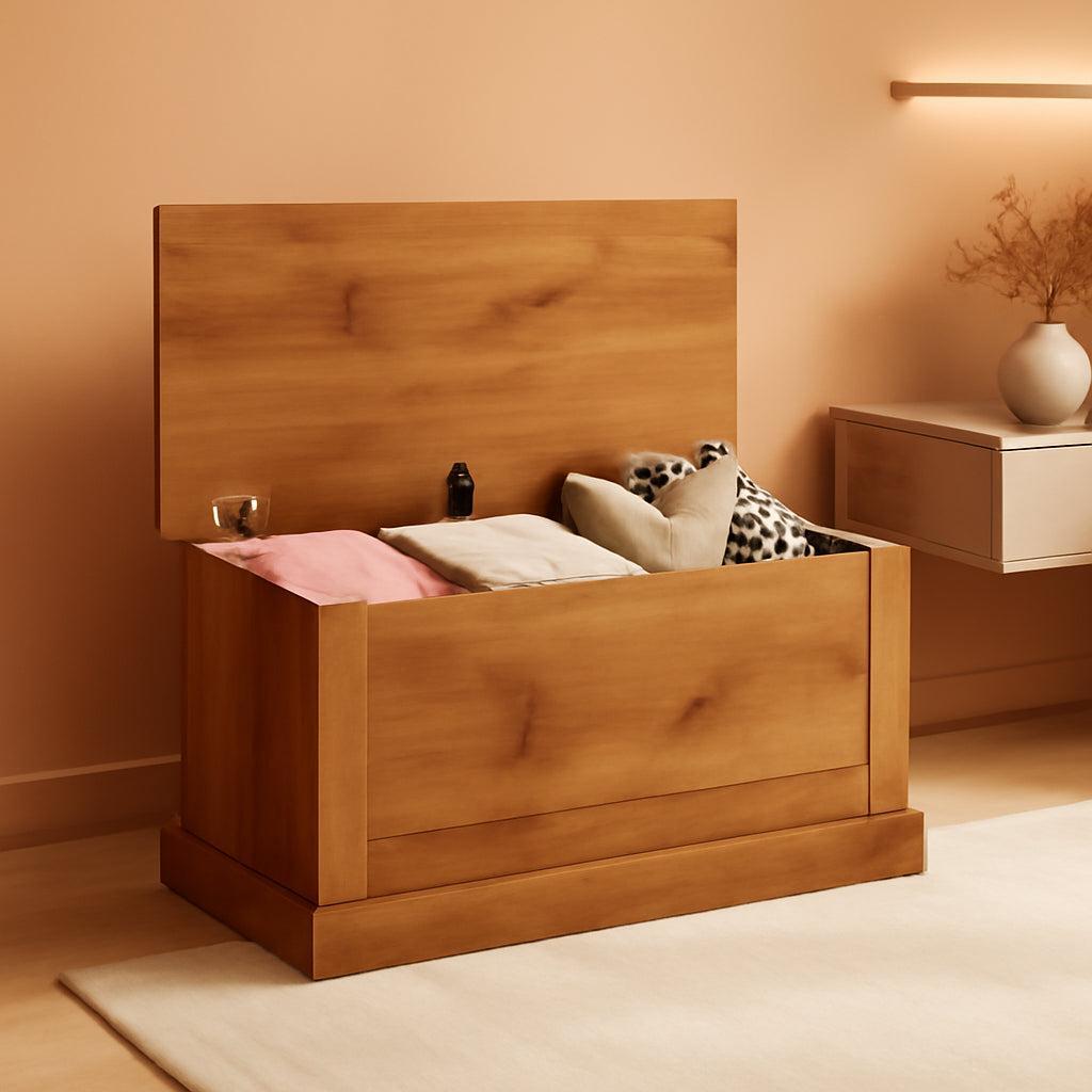 Oak 35.5 Inches Organizational Storage Bench Strut-0