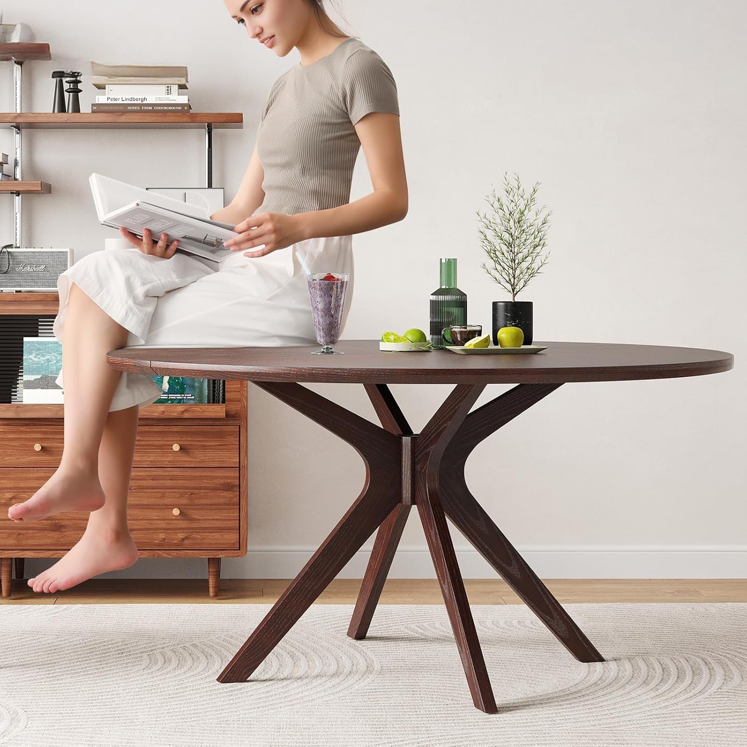 47.2 Inches Walnut Dining Table Unparalleled Artisanal-2