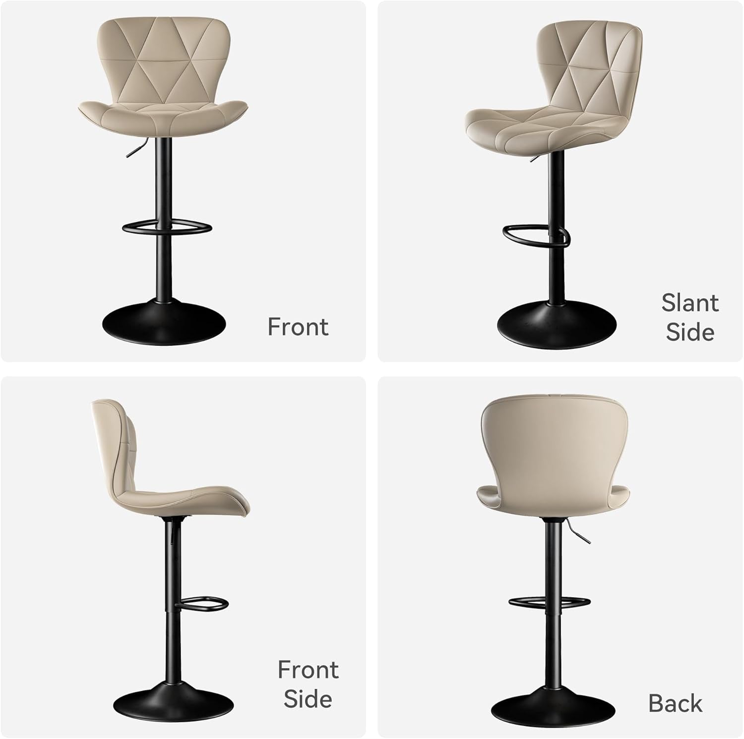 Adjustable Swivel Bar Stools Set of 2 in Khaki Finish-1