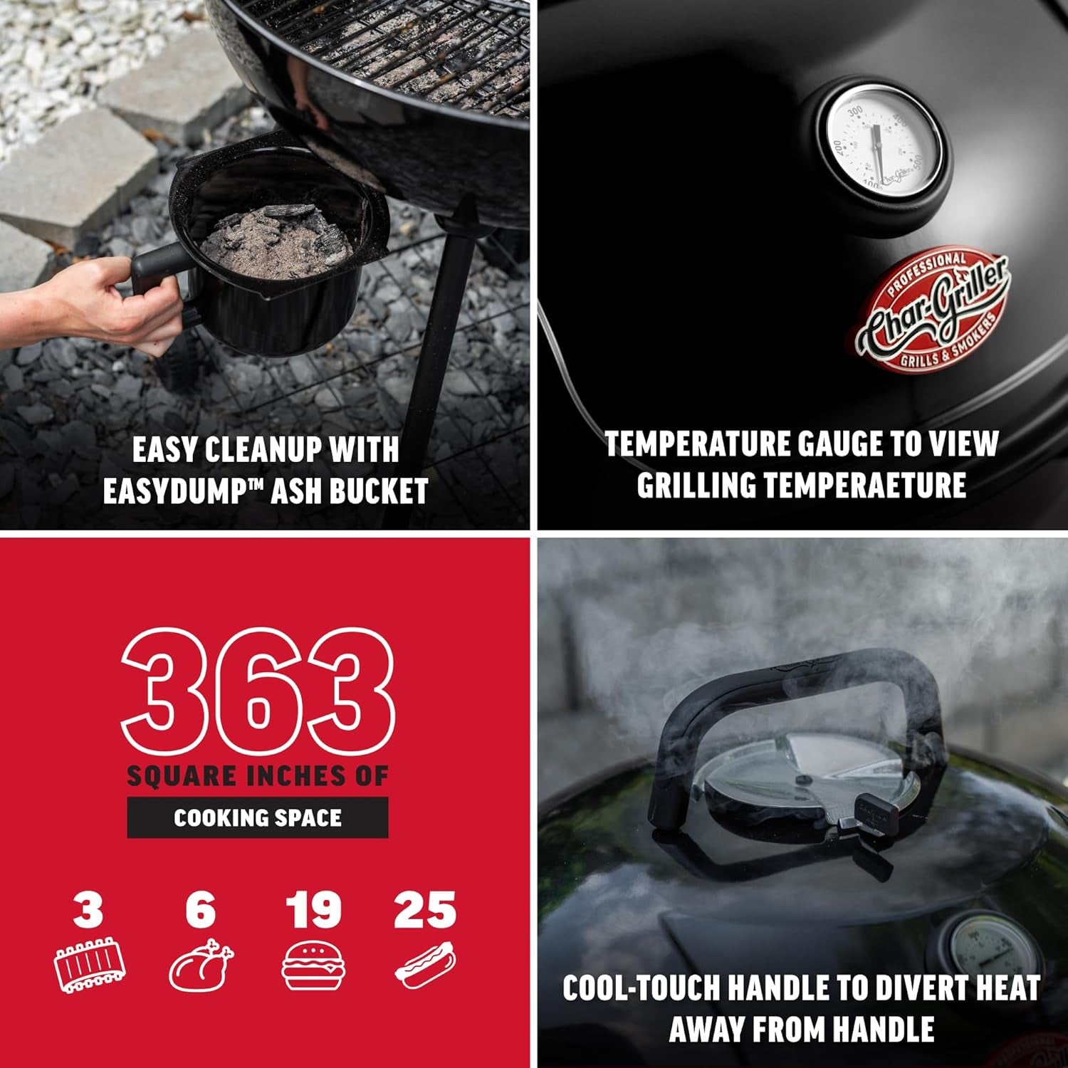 22-Inch Black Porcelain-Coated Kettle Grill And Smoker