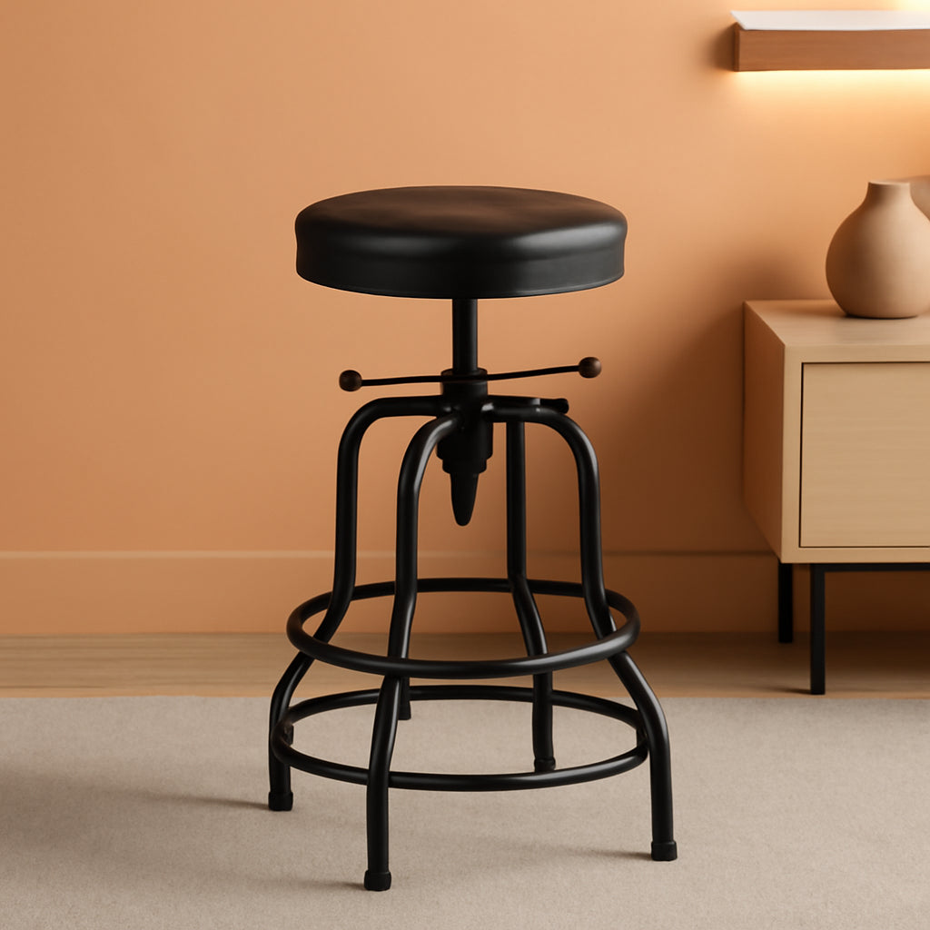 Black Bar Stool 21 To 28 Inch Industrial Kitchen Stool-0