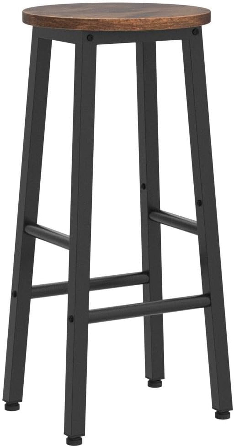 Bar Stools Set Of 2 24.8 Inch Rustic Brown Kitchen Island-3