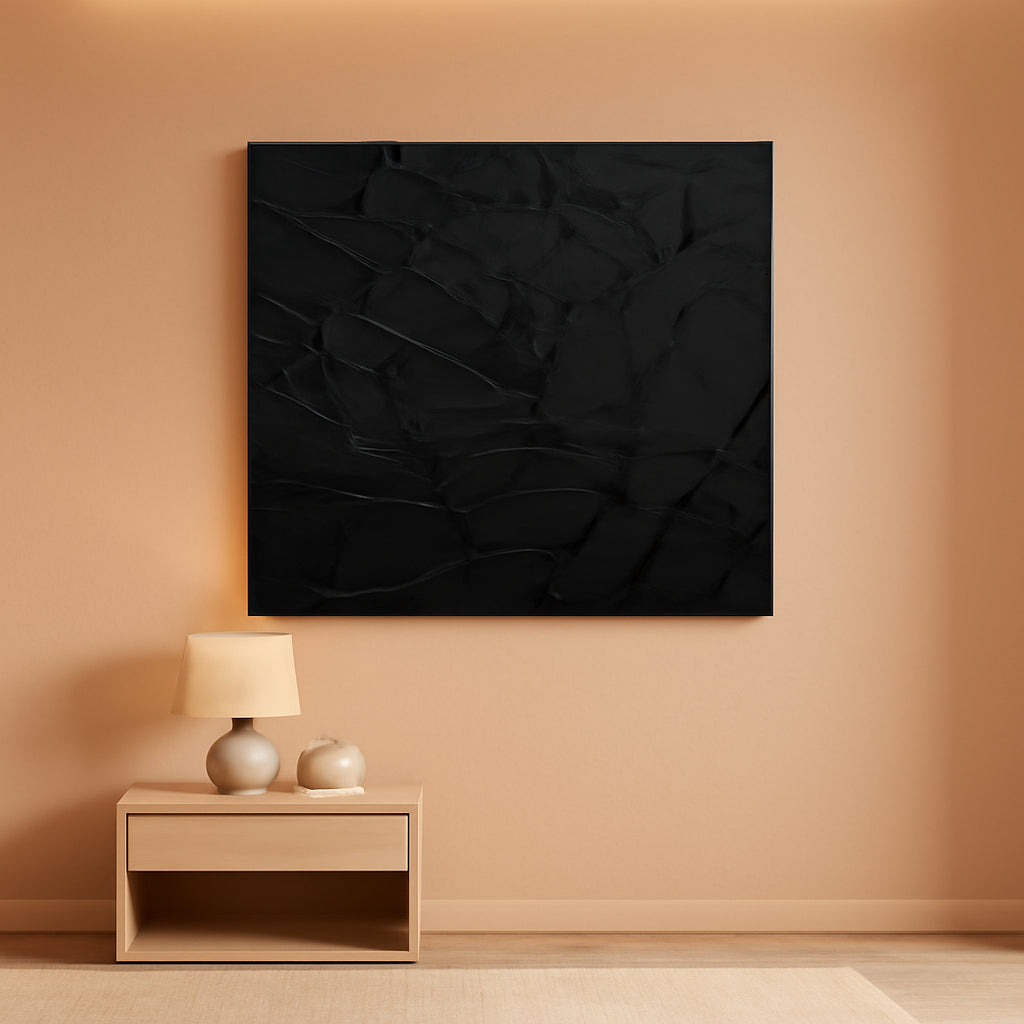 Black Hand Painted Textured Wall Art Decorative 40x20-0