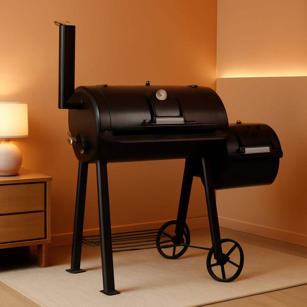 512 Sq In Offset Charcoal Smoker Grill Industrial Grade Construction