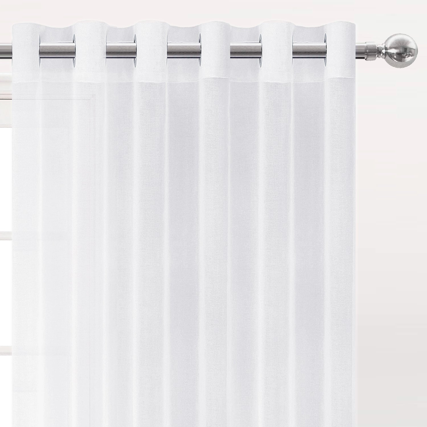 DWCN Faux Linen Sheer Curtains, Set of 2 Panels