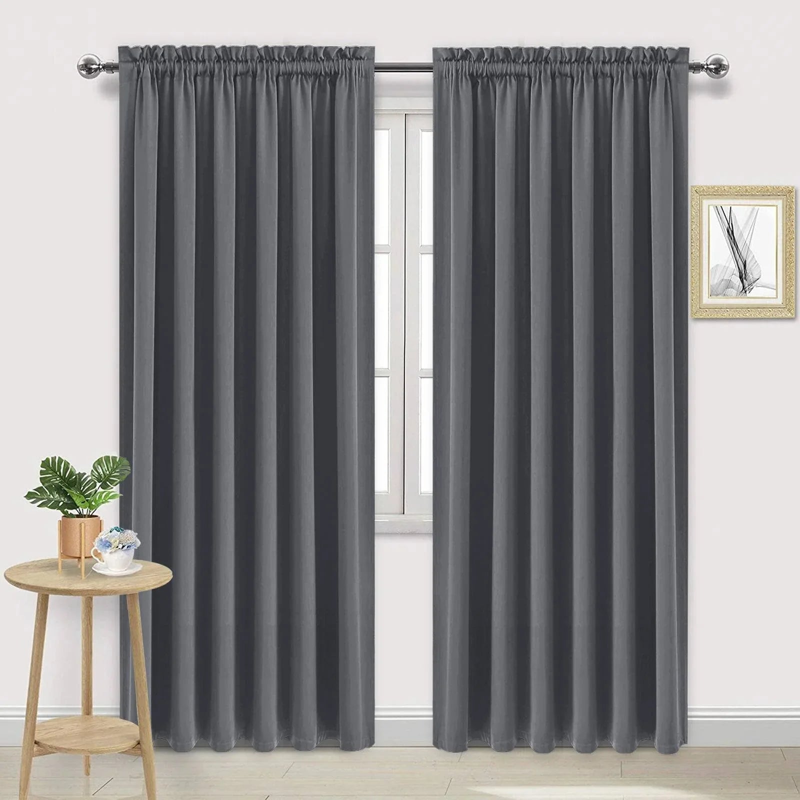 DWCN Rod Pocket Blackout Curtains, Set of 2 Panels