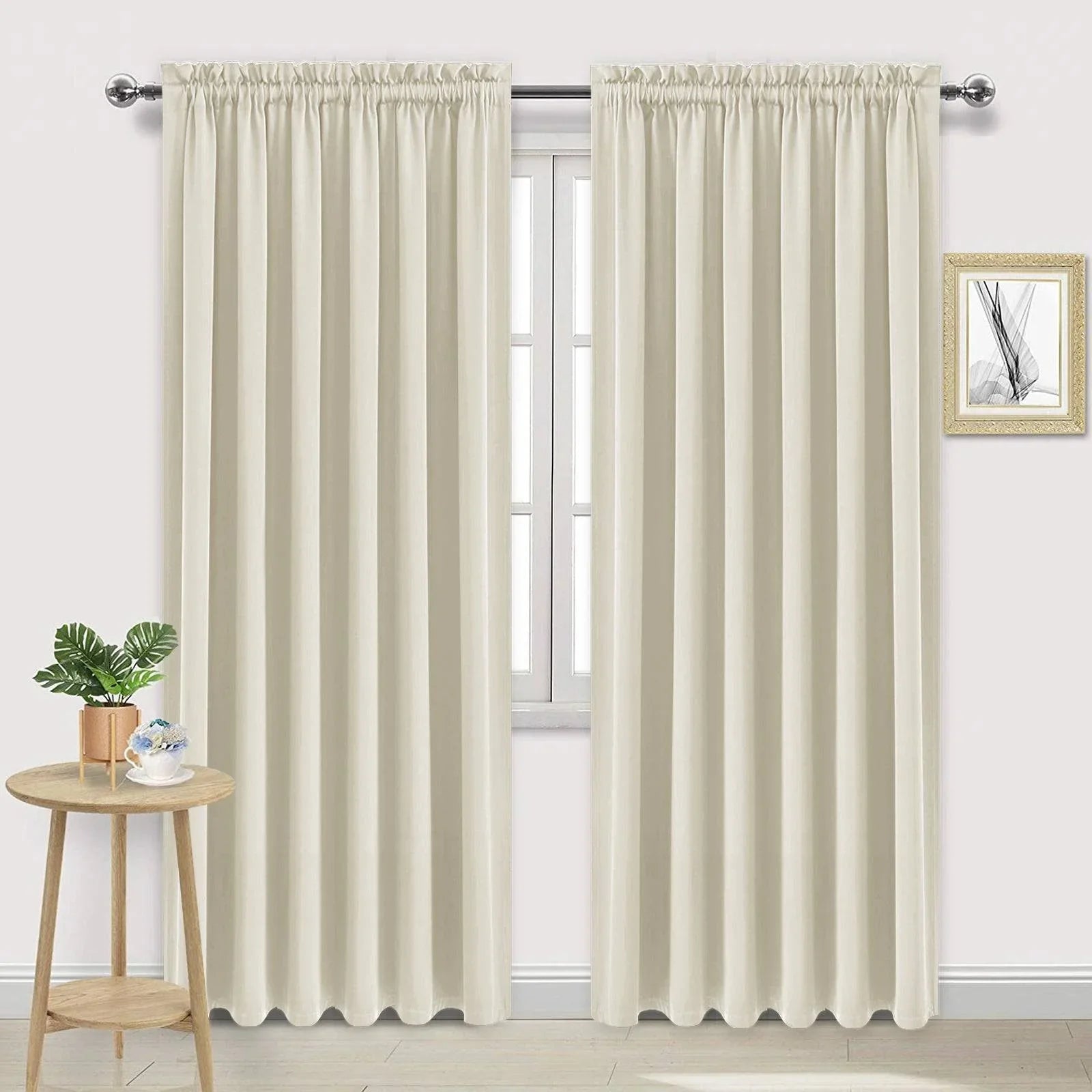 DWCN Rod Pocket Blackout Curtains, Set of 2 Panels
