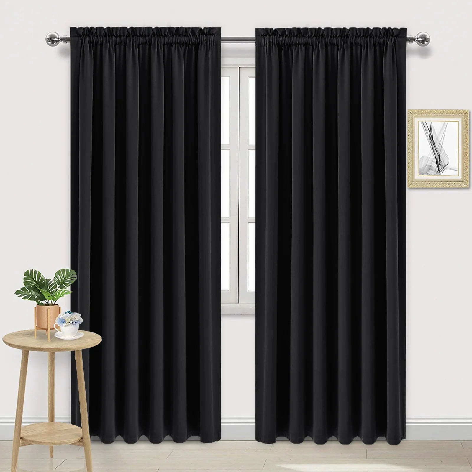 DWCN Rod Pocket Blackout Curtains, Set of 2 Panels