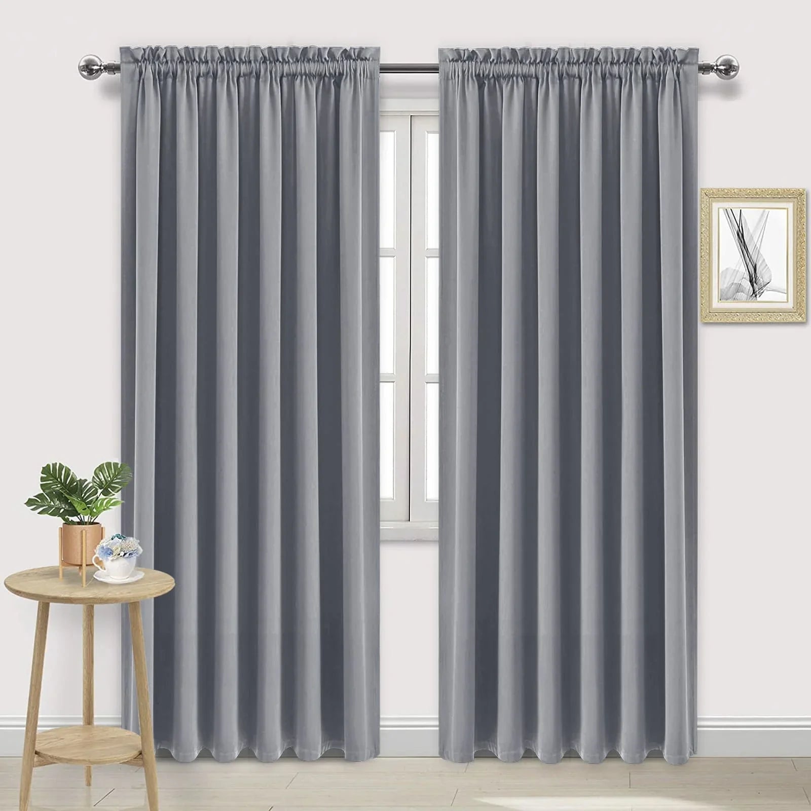 DWCN Rod Pocket Blackout Curtains, Set of 2 Panels