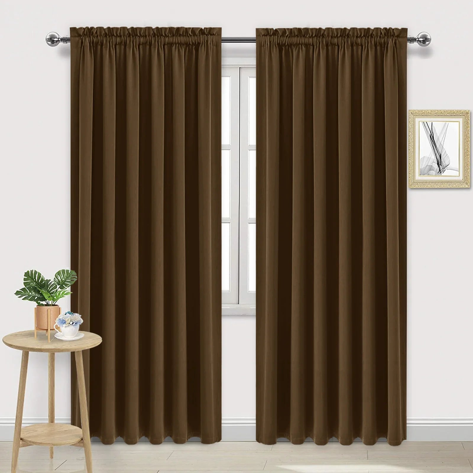 DWCN Rod Pocket Blackout Curtains, Set of 2 Panels