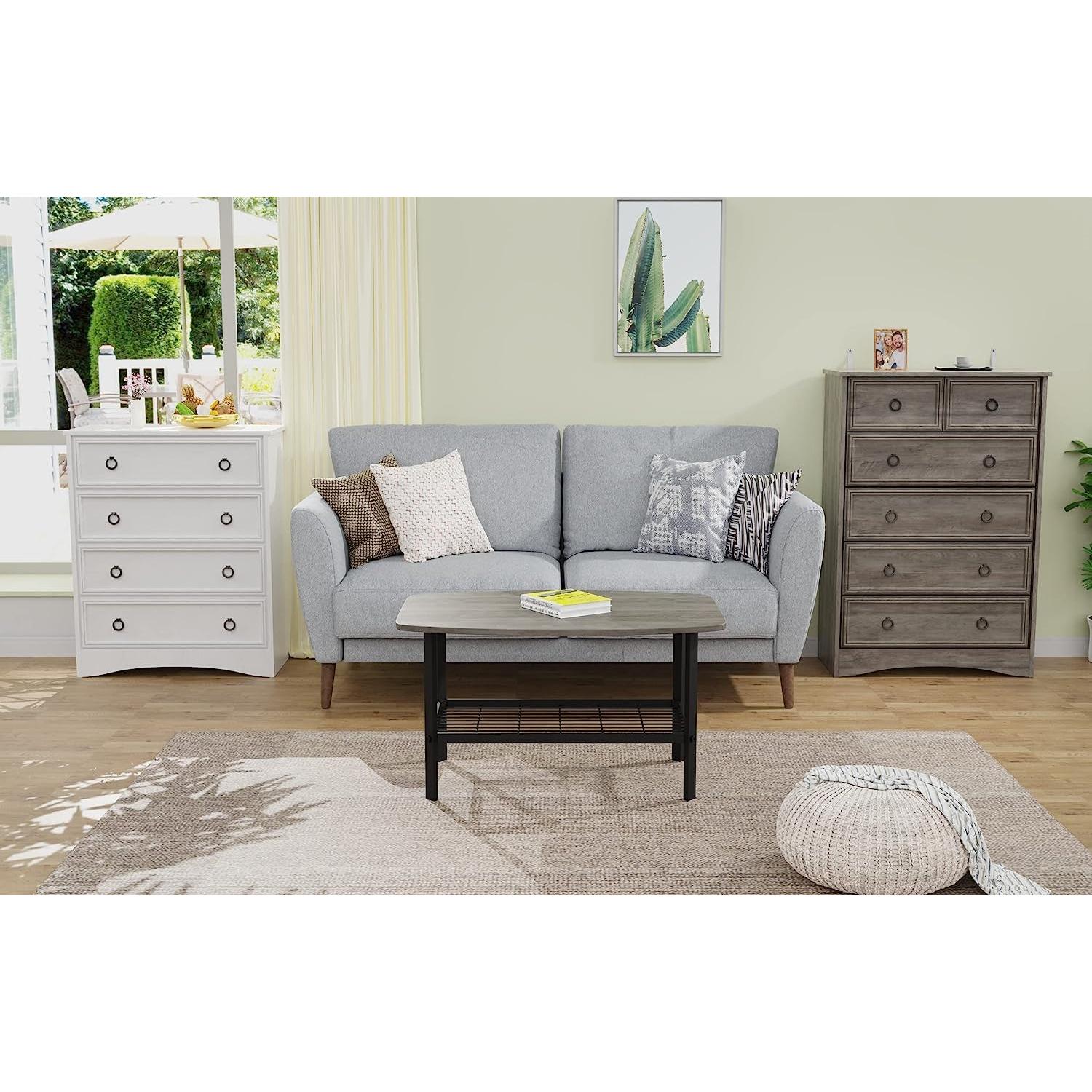 Gray Wash Tall Dresser with 6 Drawers for Bedroom Storage-4
