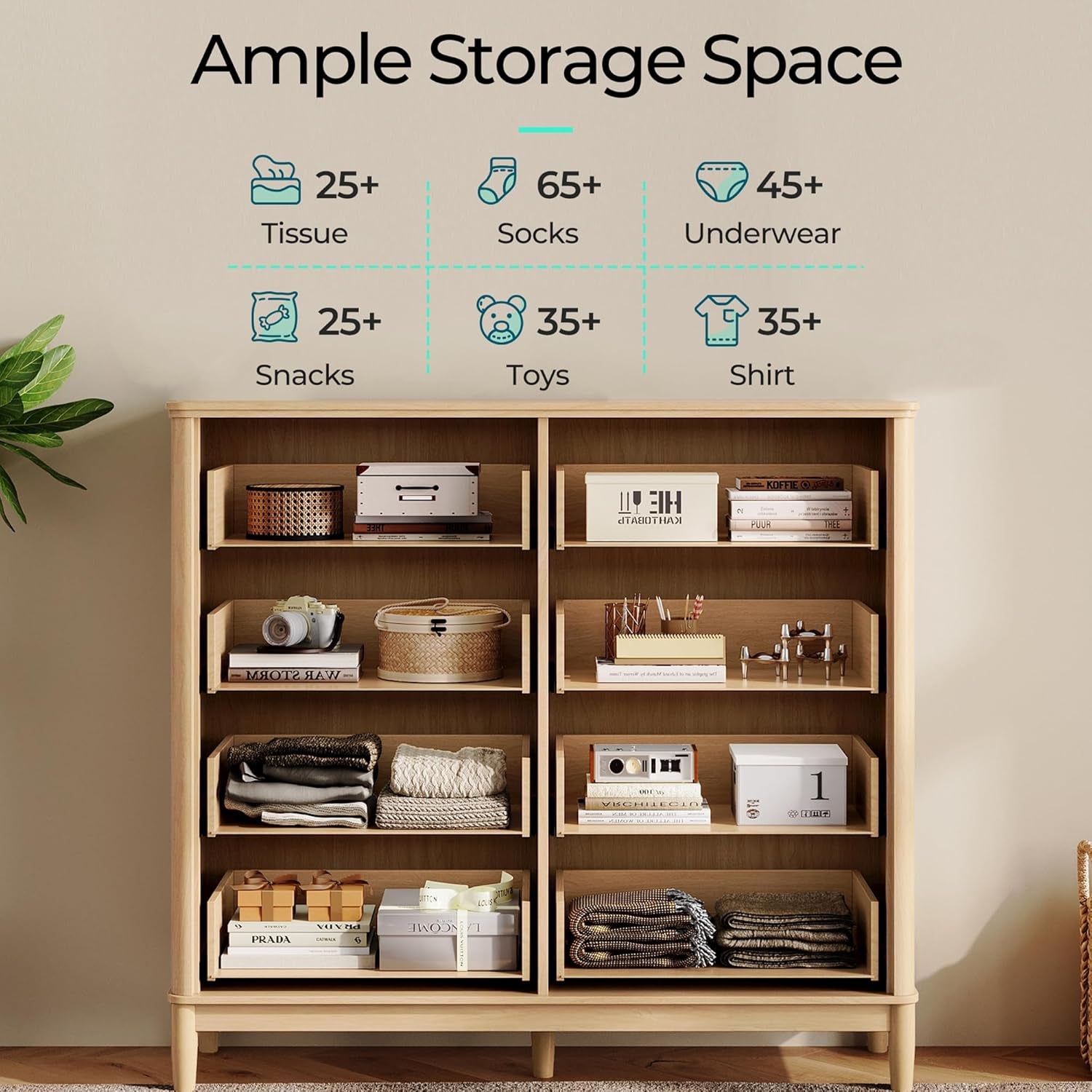 Oak 54Inch UltraLarge Handcrafted Rattan Dresser Cabinet-4