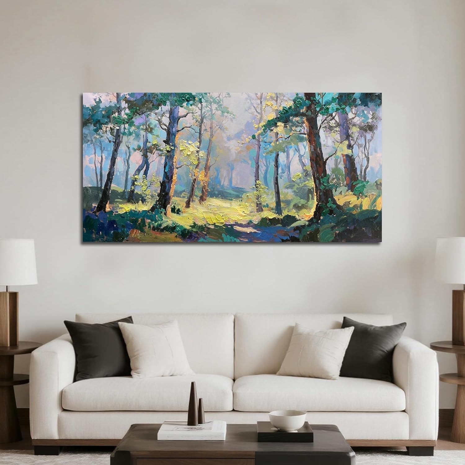 Forest Landscape Wall Art 48x24 Inches Canvas Painting-3