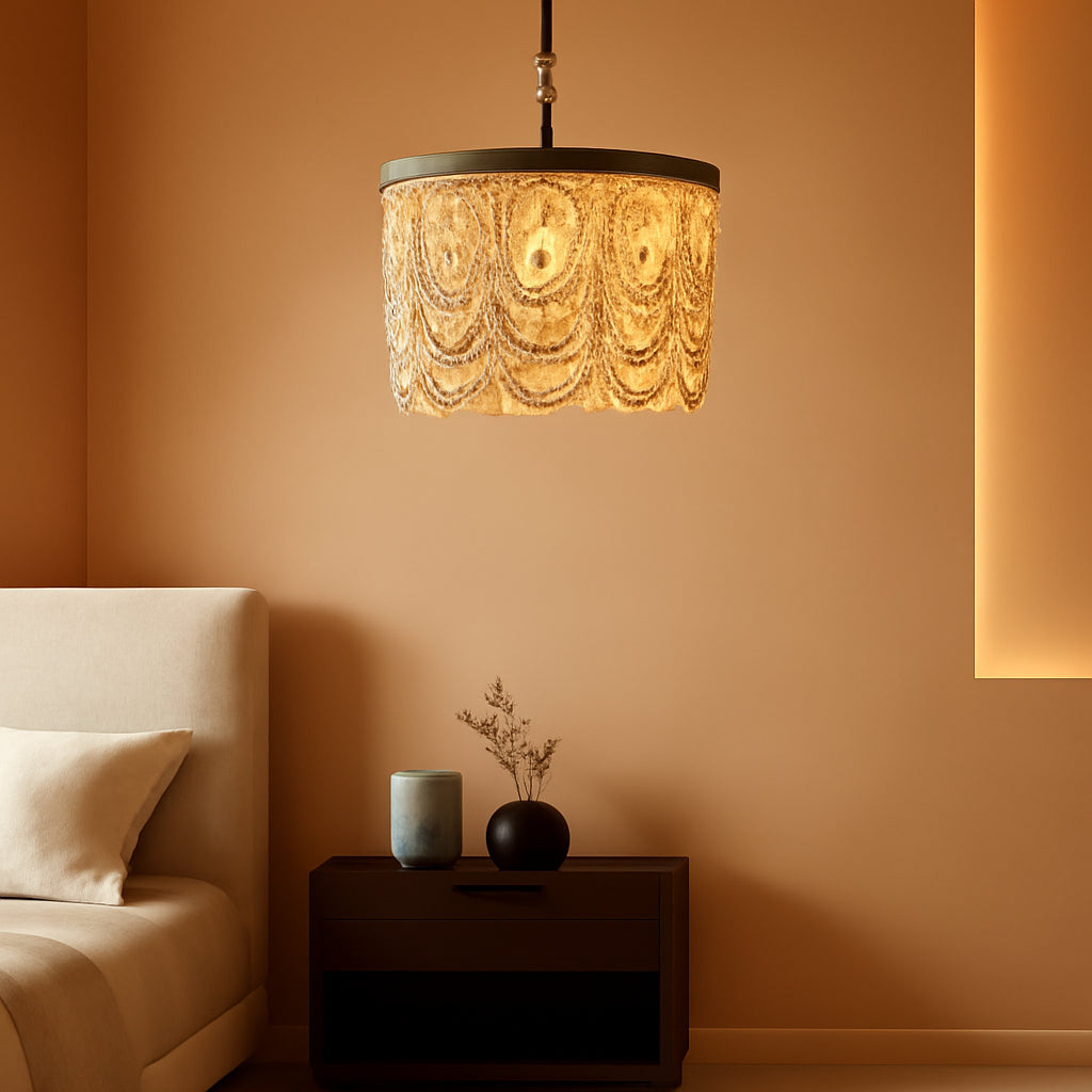 Wood Beaded Flush Mount Ceiling Light 3 Light Boho Antique-0