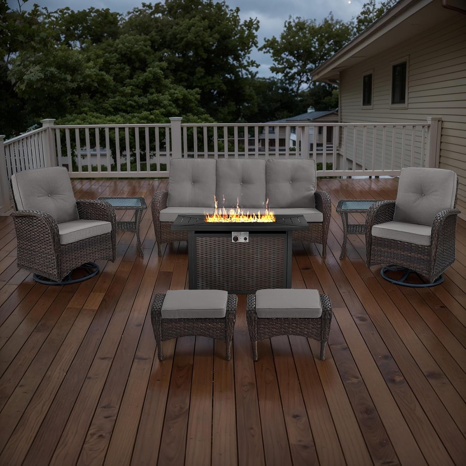 8 Piece Patio Furniture Set With 50000 BTU Fire Pit-1