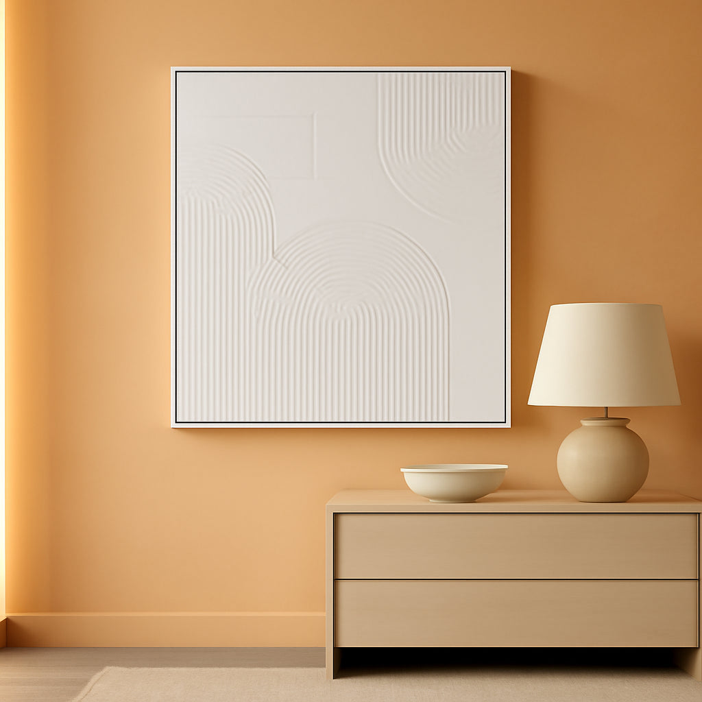 White Textured Abstract Minimalist Wall Art 24x36 Inches-0
