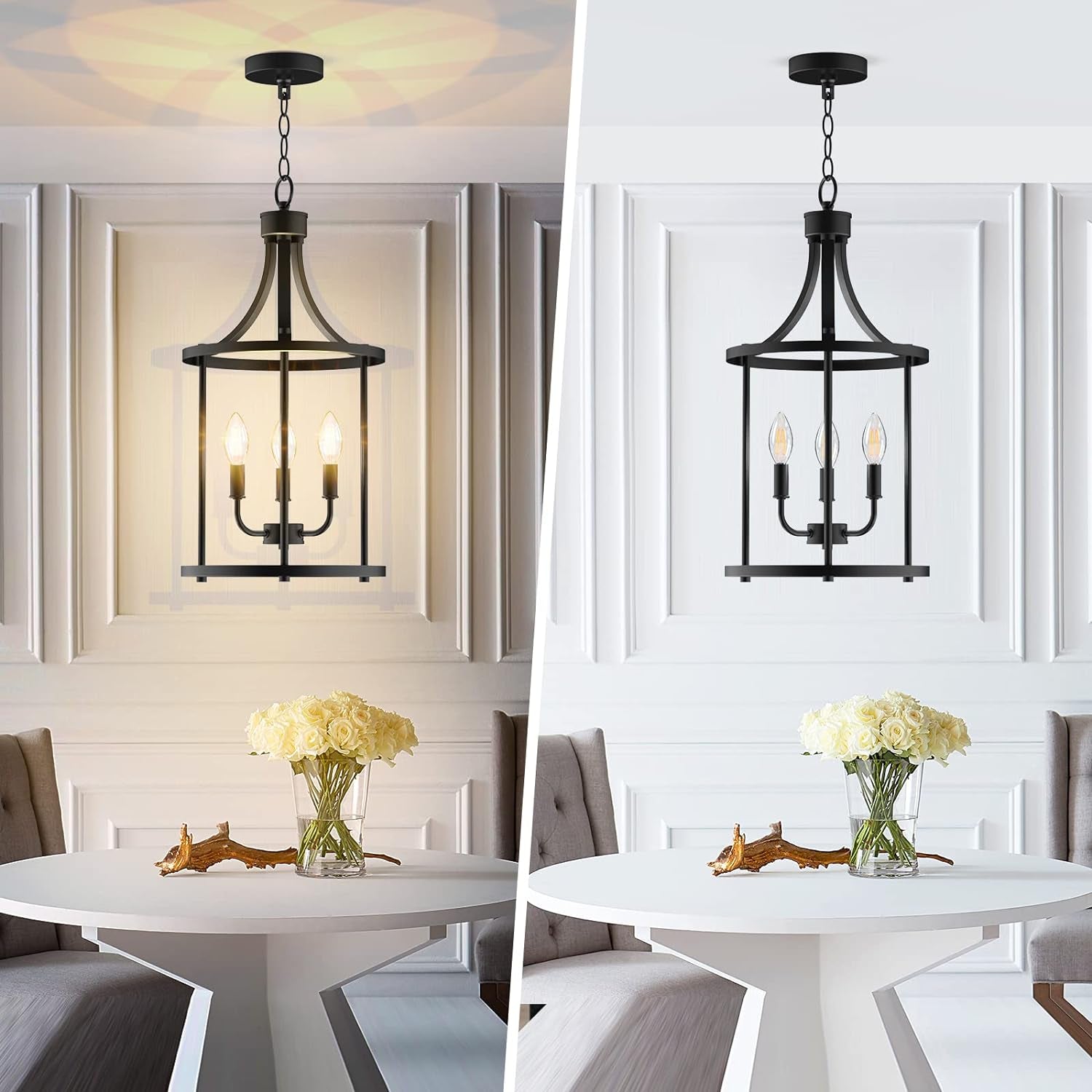 Three Light Matte Black Farmhouse Pendant Chandelier-1