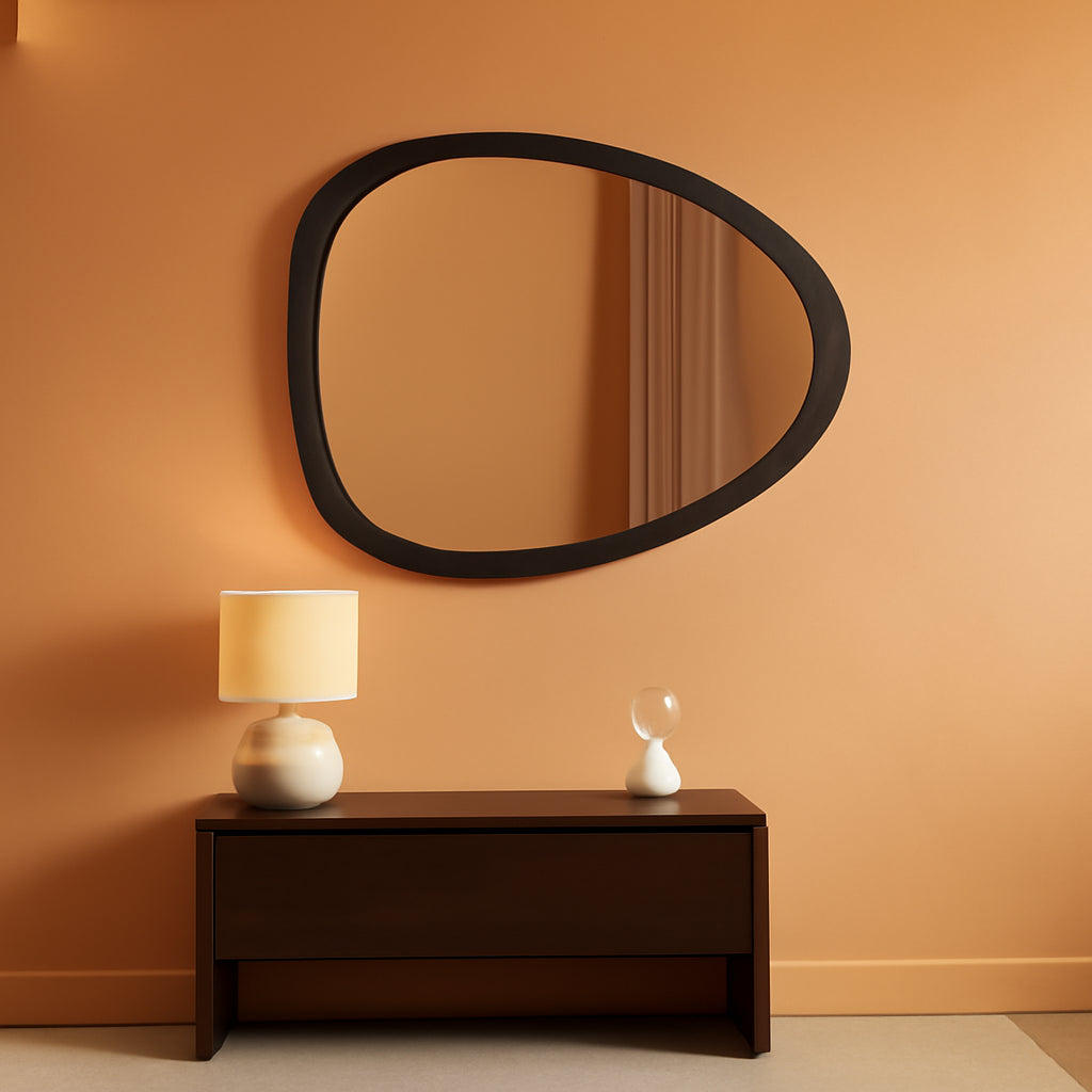 Mckinder Mid Century Wall Mirror 24x28 Black Geometric-0