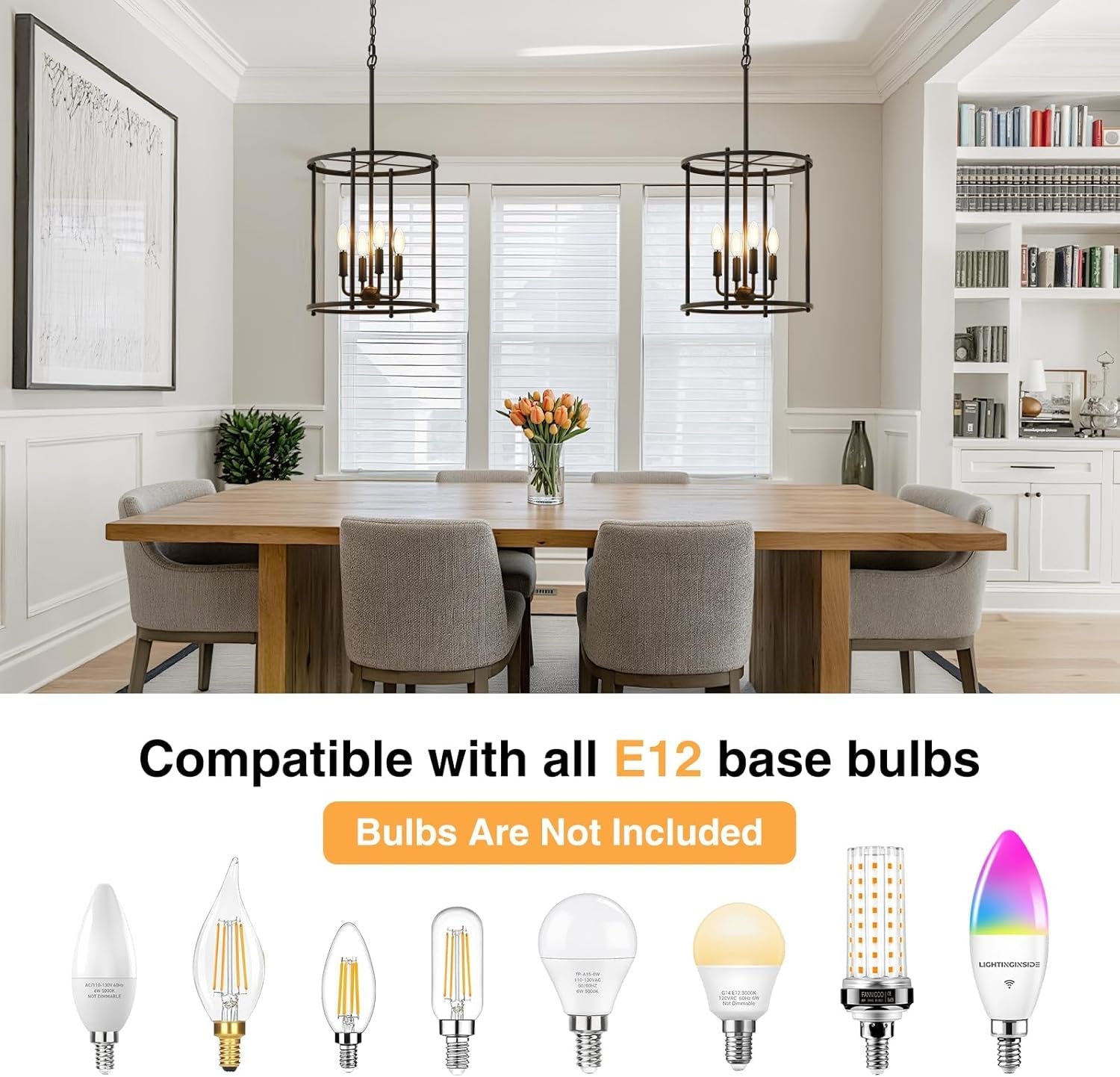 Industrial Black Chandelier Adjustable Height Ceiling Light-4