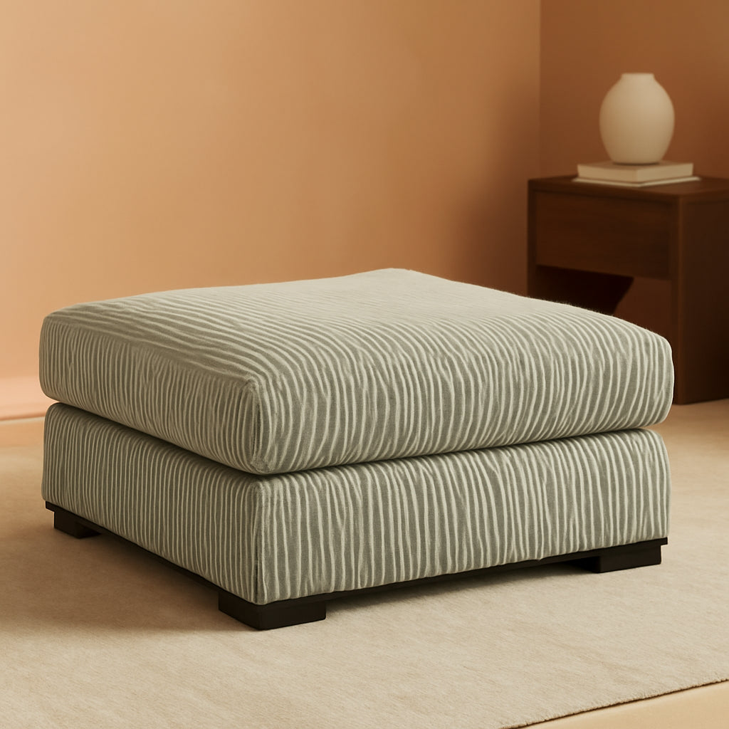 Oversized Tufted Upholstered Ottoman With Light Gray-0