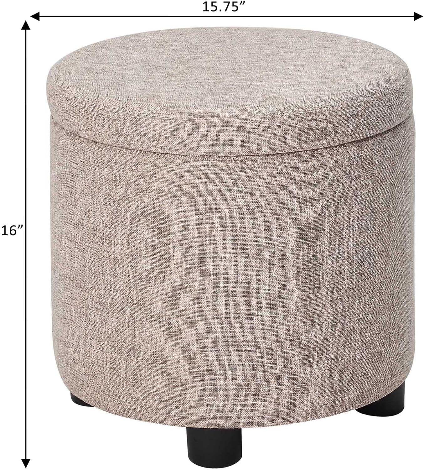 Round Storage Ottoman Upholstered Removable Tray Lid-2
