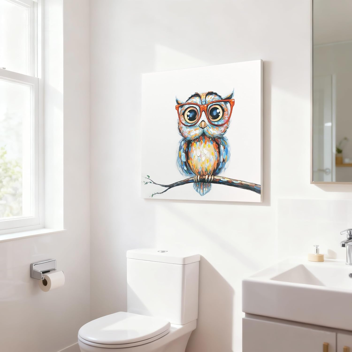 Ultra Durable Colorful Owl Canvas Wall Art Twenty Four Inches-4