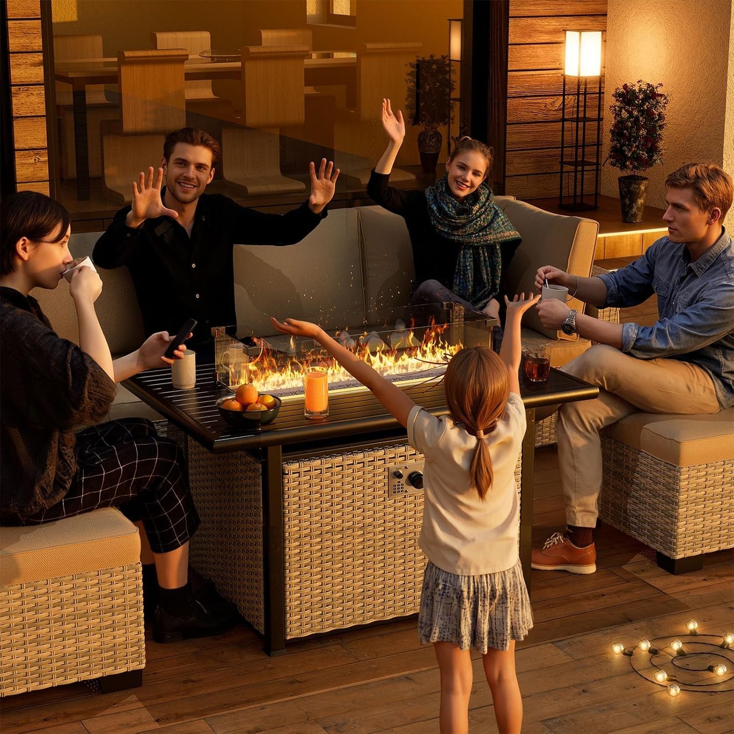10-Piece Outdoor Patio Set with Fire Pit Table-4