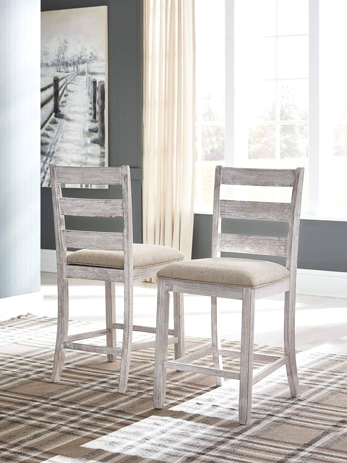Skempton 24in Counter Height Bar Stool Antique White-4