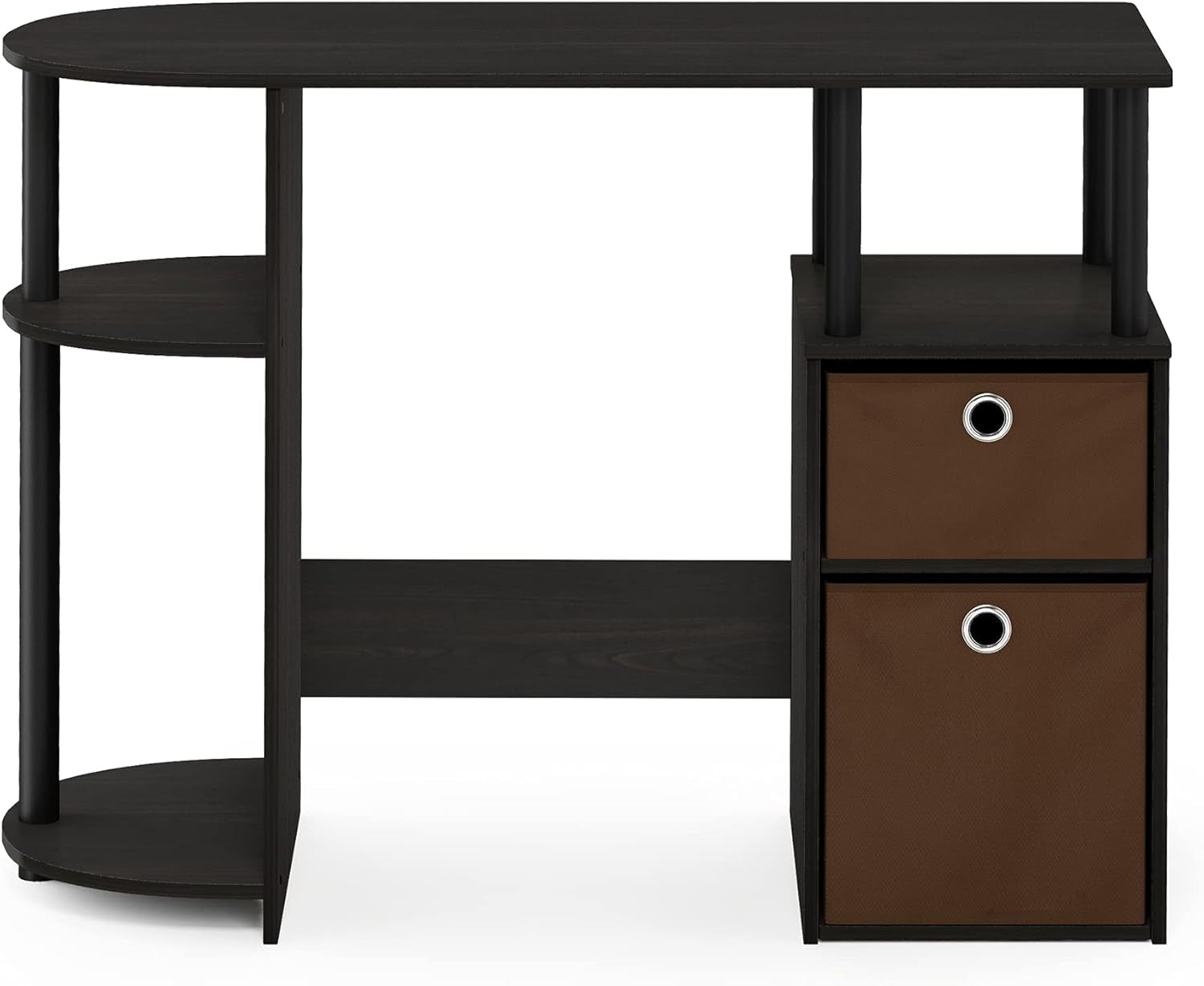 Jaya Brown Computer Study Desk With Storage Bins And Shelf-4