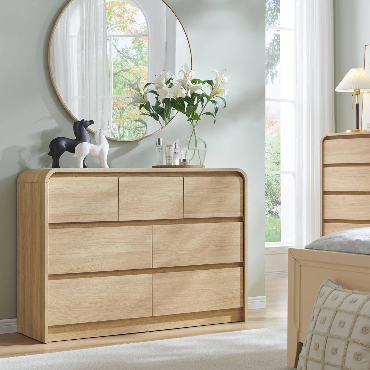 Contemporary Oak Seven Drawer Dresser With Texture-2