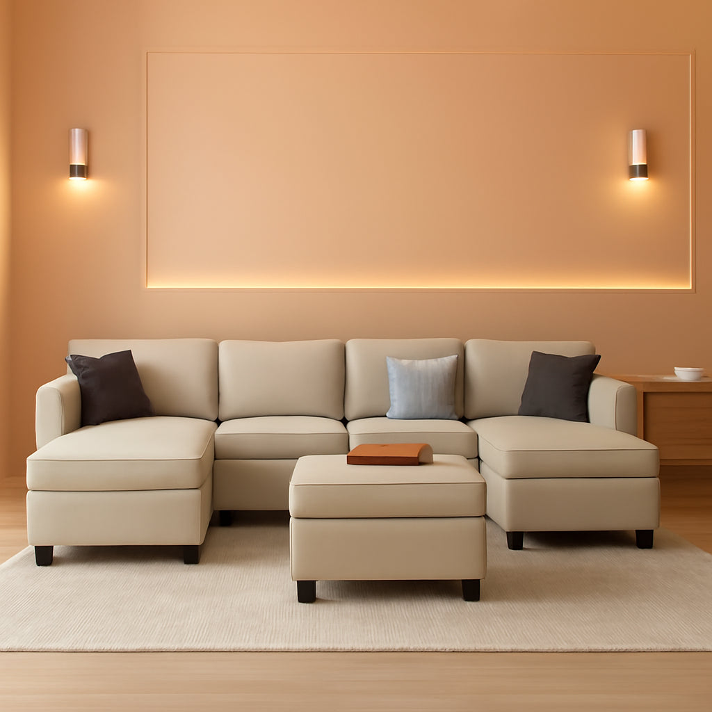 Oversized U Shaped Sectional Sofa With Hidden Storage-0