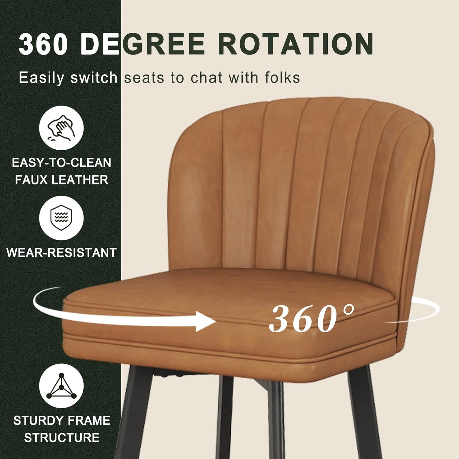 Modern Swivel Counter Height Bar Stools Set of Two-2