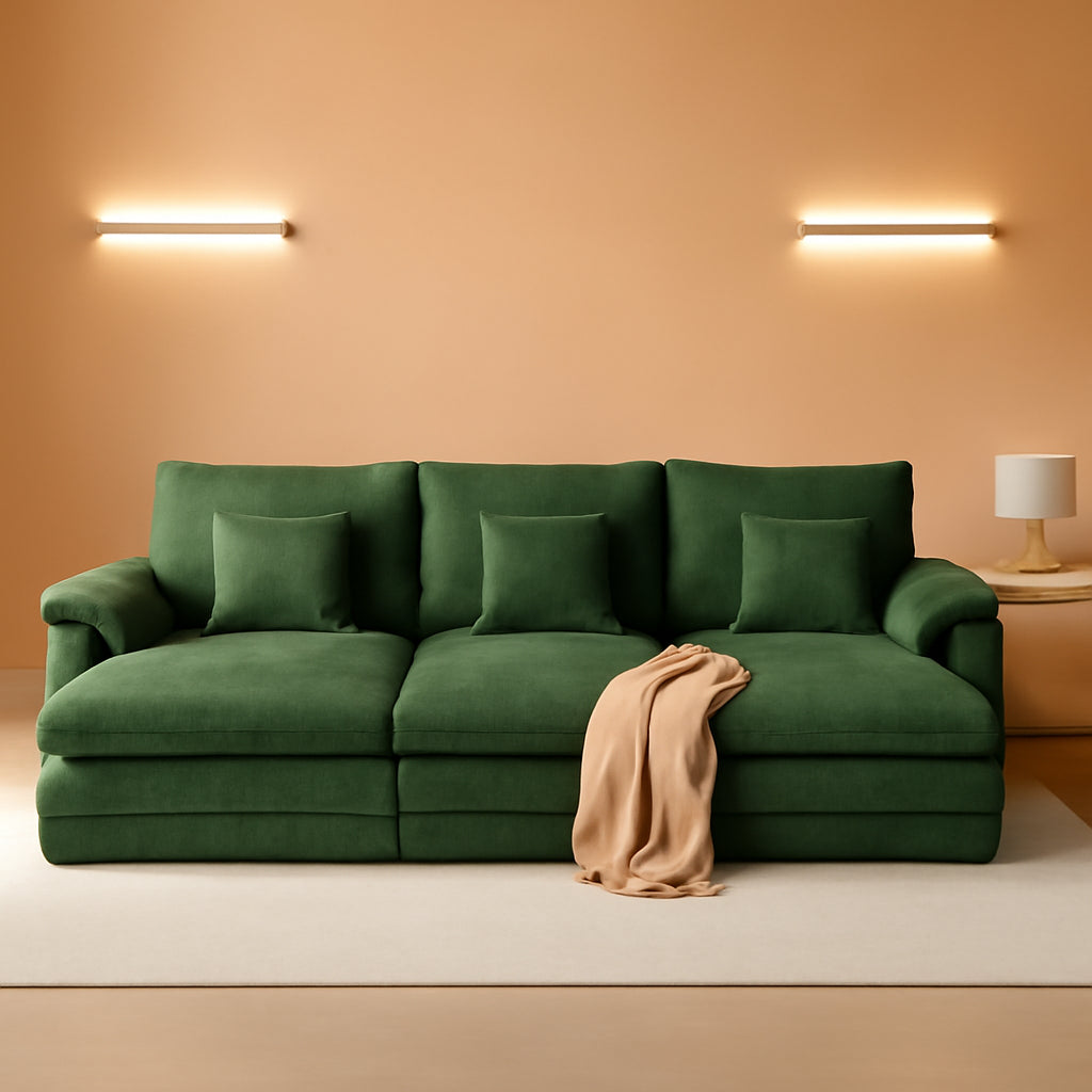 Green 108 Inch DeluxePlus Cloud Sleeper Sectional Sofa-0