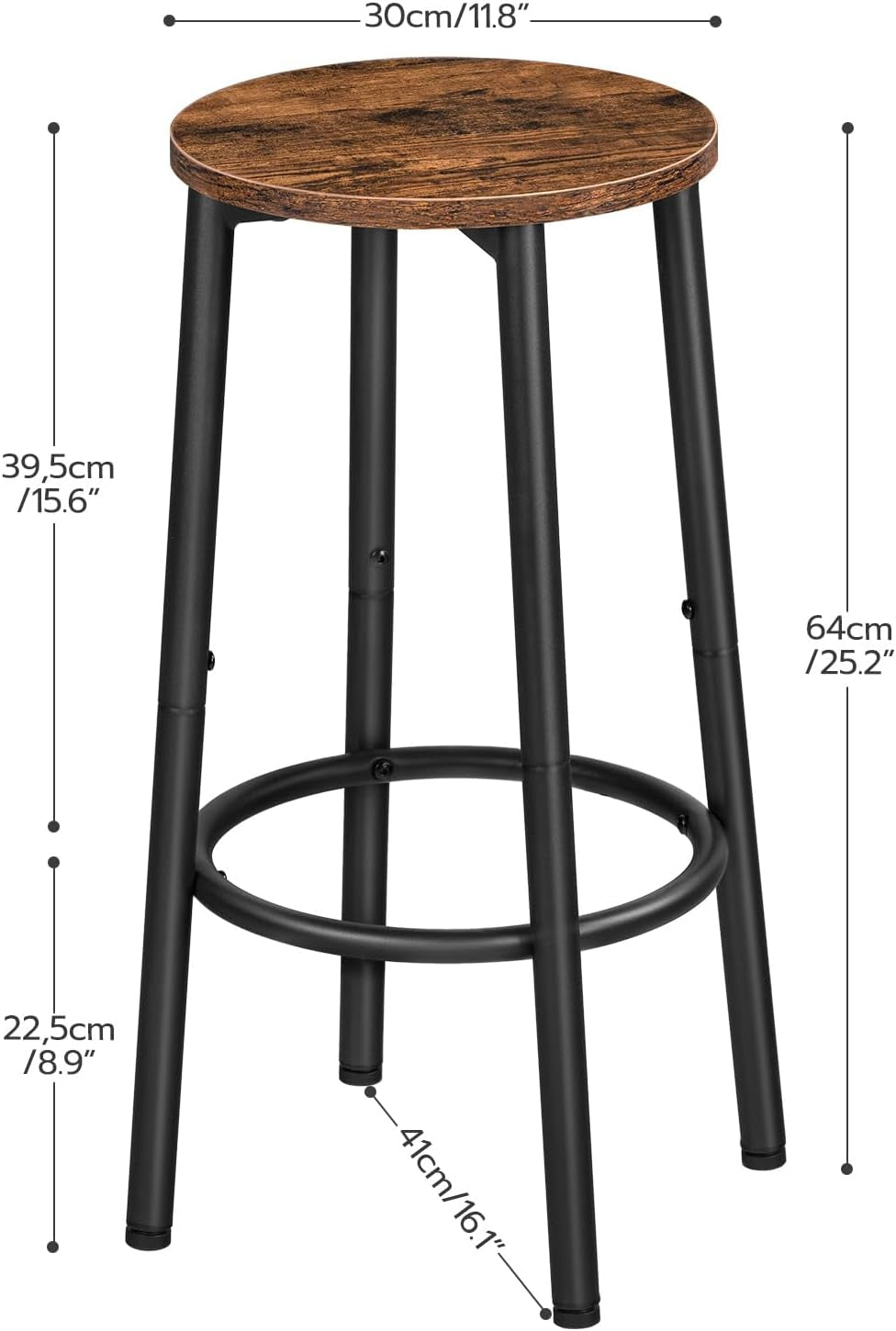 Bar Height Stools Set Of 2 With Footrest Rustic Brown-4