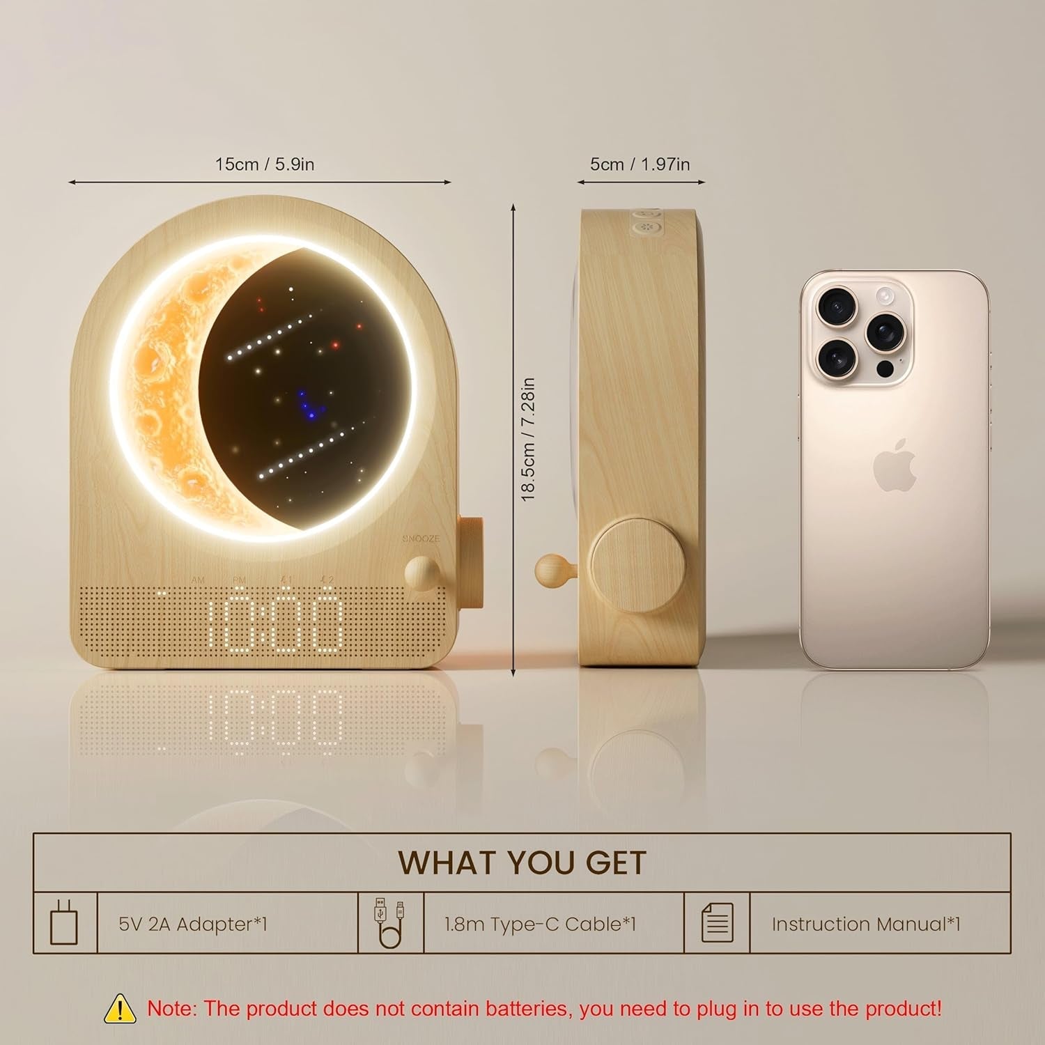 Sunrise Alarm Clock With Moon Lamp Dimmer Controller-1
