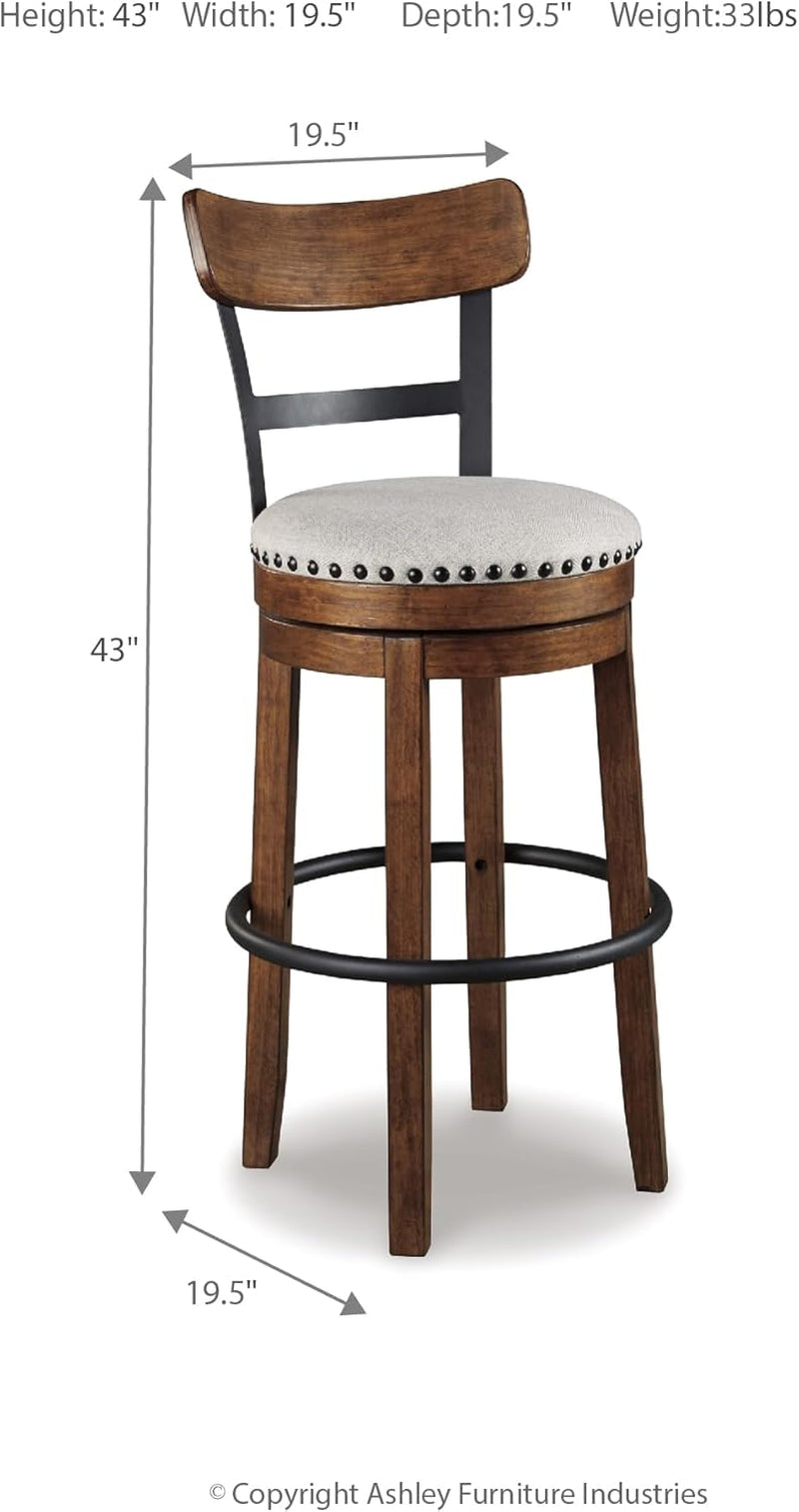 Valebeck 30 Inch Farmhouse Pub Height Bar Stool Brown-2