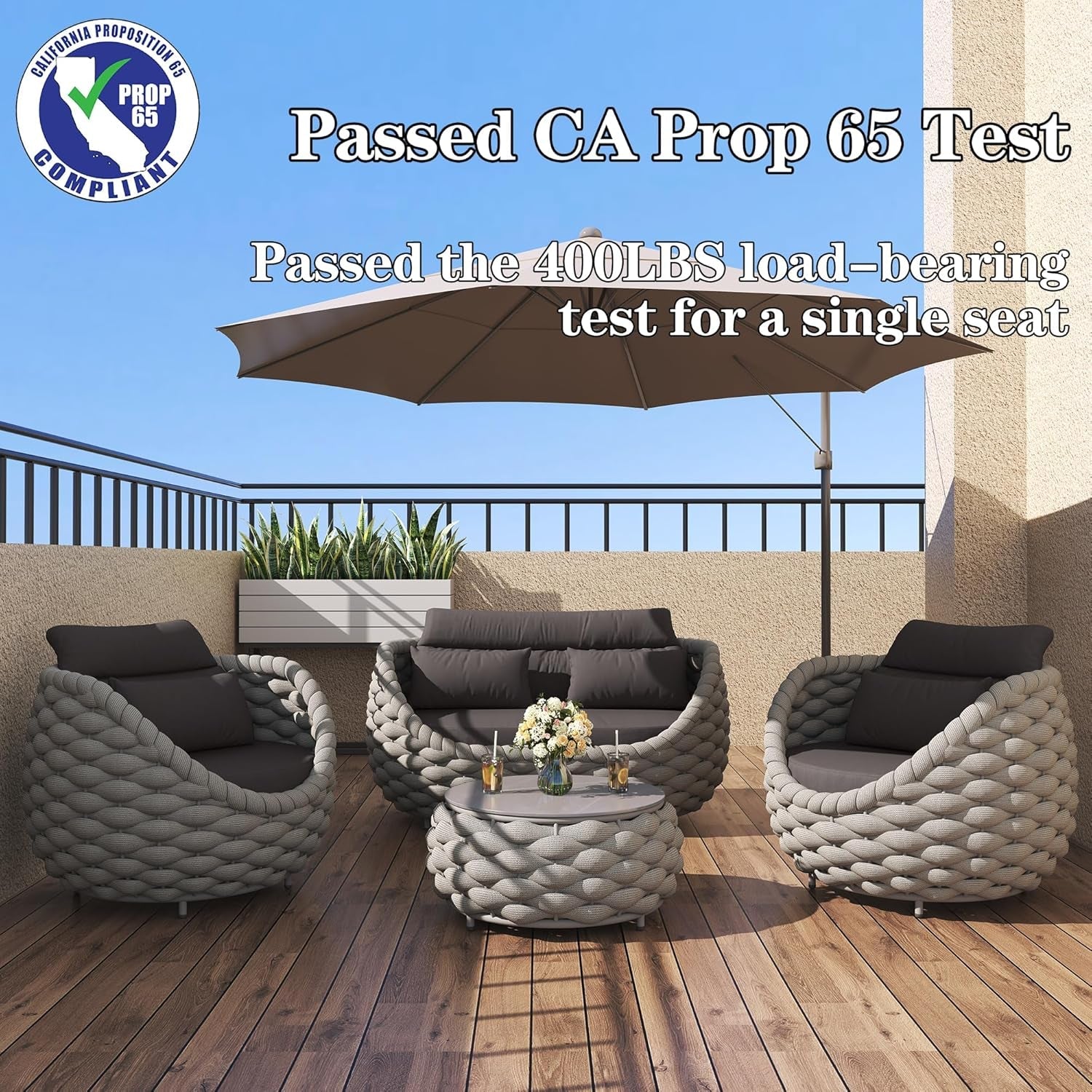 Six Piece Aluminum Patio Furniture Set With Cushions-2