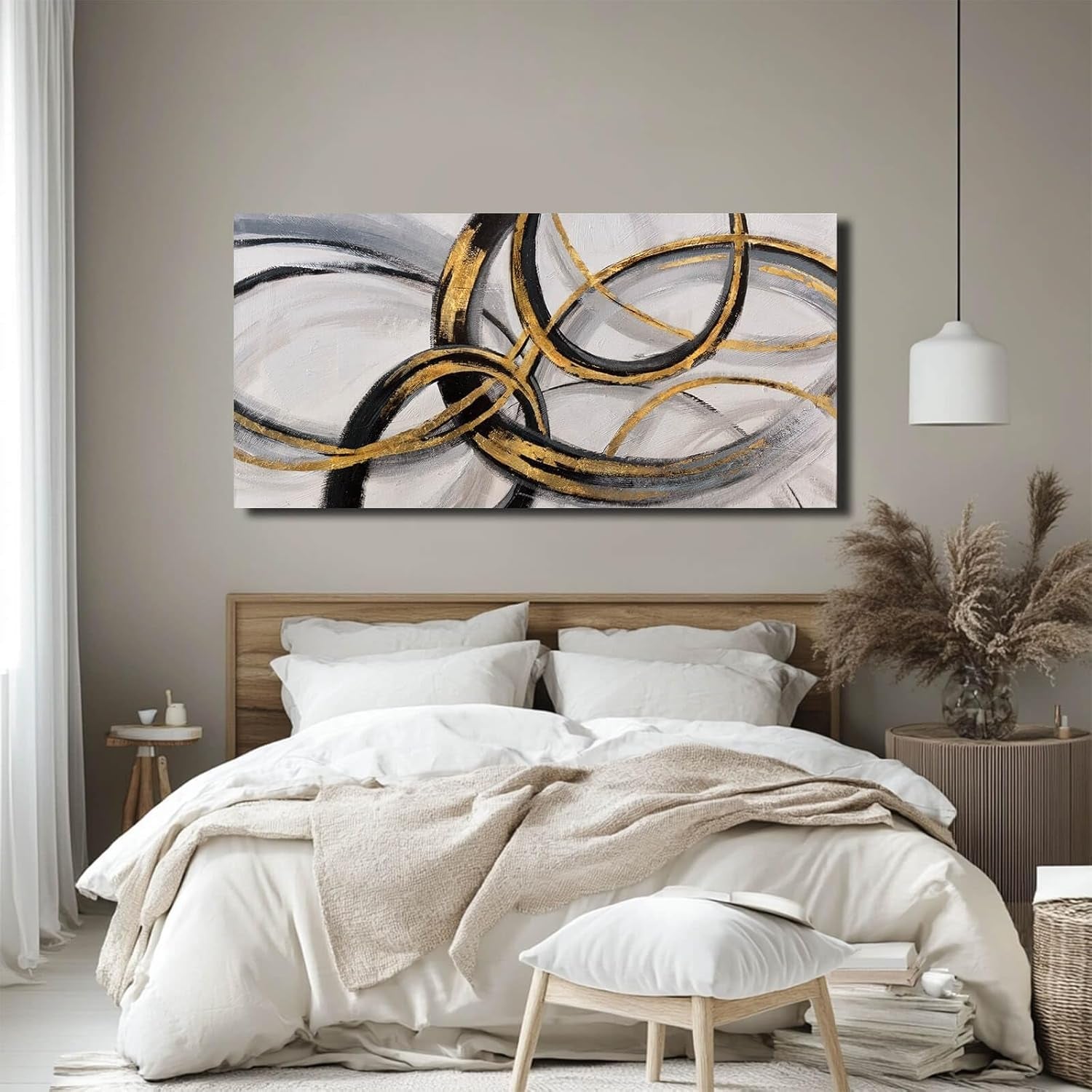 Slate Gray Metallic Abstract Canvas Wall Art 24x48 Inches-2