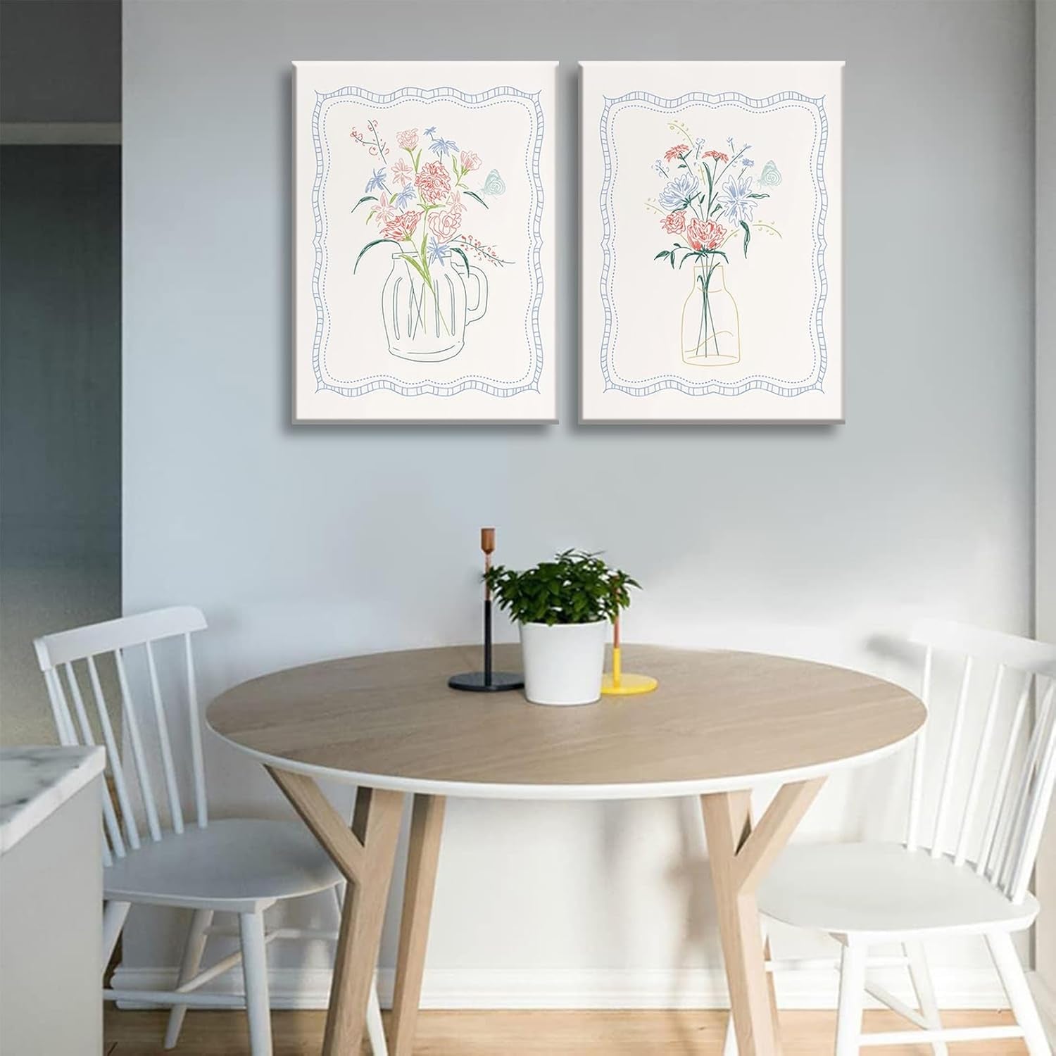 Bouquet Floral scape Canvas Neutral Wall Art 12x16 Inches-1