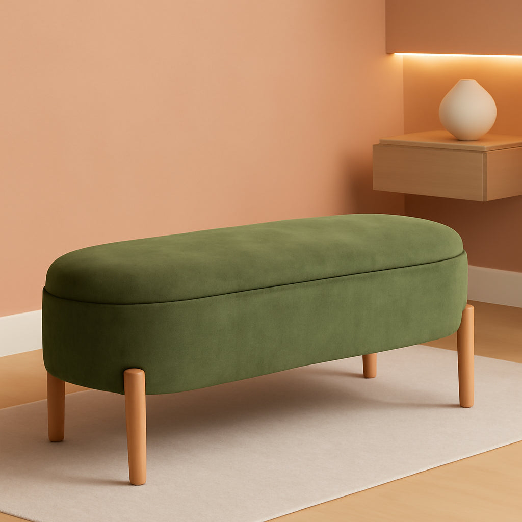 Green Oversized Storage Solution Bench Ottoman Bedroom-0
